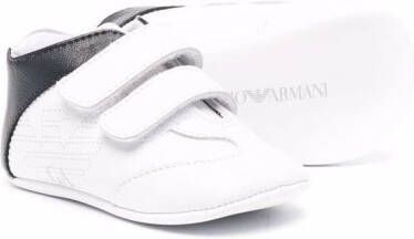 Emporio Armani Kids touch-strap eco leather sneakers White