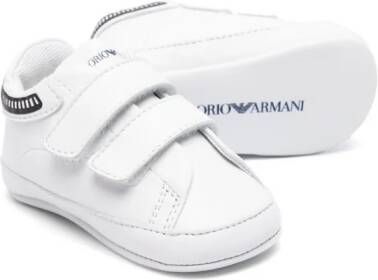 Emporio Armani Kids touch-strap leather sneakers White