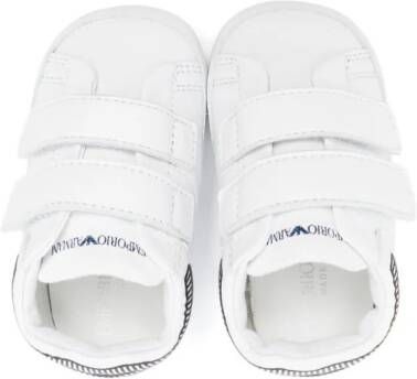 Emporio Armani Kids touch-strap leather sneakers White