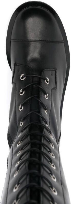 Emporio Armani knee-high leather lace-up boots Black
