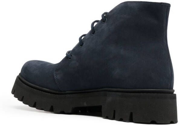 Emporio Armani lace-up leather ankle boots Blue