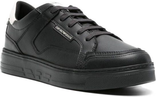 Emporio Armani lace-up leather sneakers Black