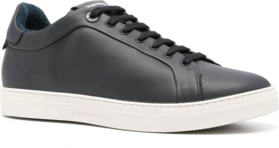 Emporio Armani lace-up leather sneakers Blue
