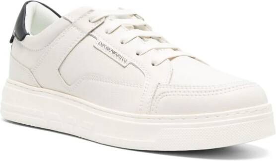 Emporio Armani lace-up leather sneakers White