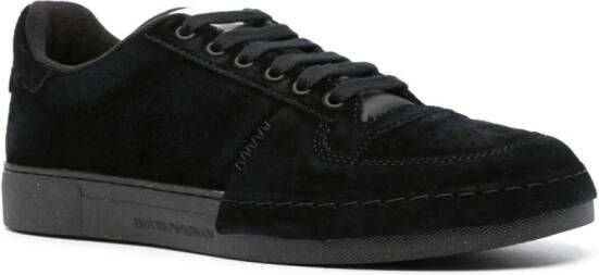 Emporio Armani lace-up suede sneakers Black