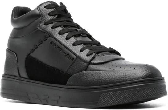 Emporio Armani leather high-top sneakers Black