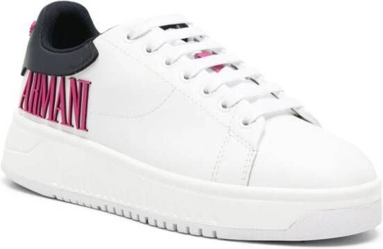 Emporio Armani logo-appliqué leather sneakers White