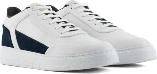 Emporio Armani logo-debossed leather sneakers White