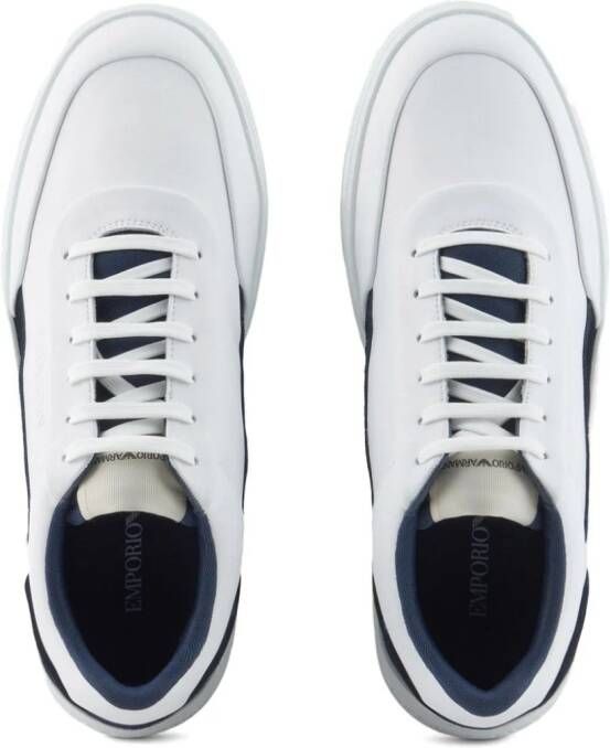 Emporio Armani logo-debossed leather sneakers White