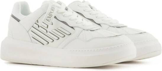 Emporio Armani logo-embossed leather sneakers White