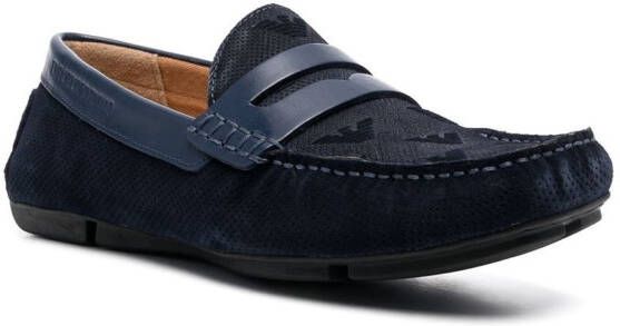 Emporio Armani logo-embossed loafers Blue