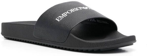 Emporio Armani logo embossed slides Black
