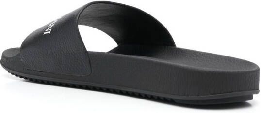 Emporio Armani logo embossed slides Black