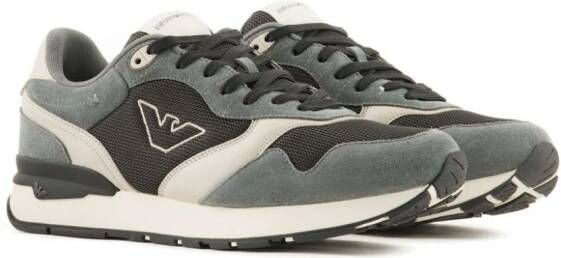 Emporio Armani logo-embroidered panelled sneakers Grey