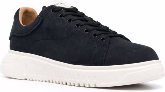 Emporio Armani logo-patch low-top suede sneakers Blue