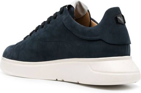 Emporio Armani logo-patch low-top suede sneakers Blue