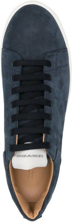 Emporio Armani logo-patch low-top suede sneakers Blue