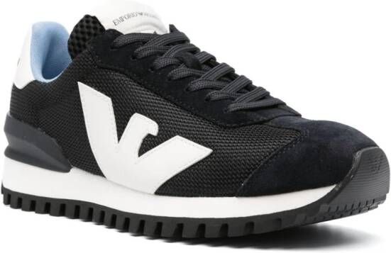 Emporio Armani logo-patch panelled sneakers Blue