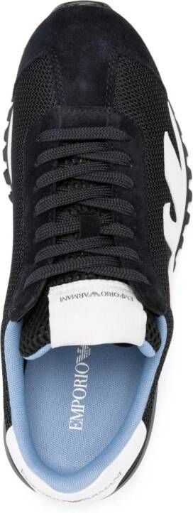 Emporio Armani logo-patch panelled sneakers Blue