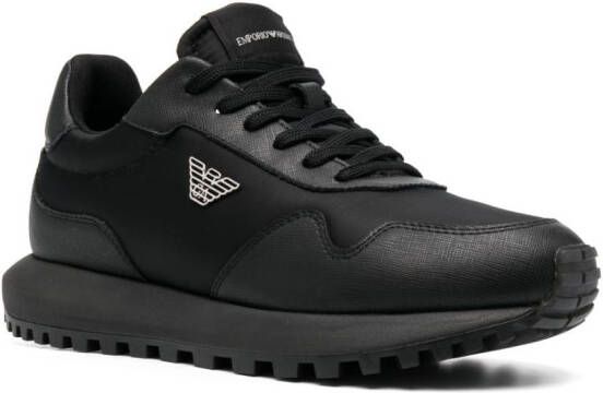 Emporio Armani logo-charm lace-up sneakers Black