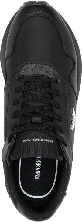 Emporio Armani logo-charm lace-up sneakers Black