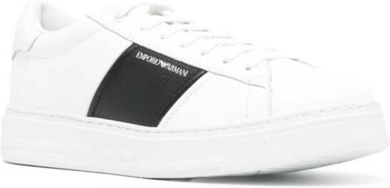 Emporio Armani logo-printed leather sneakers White