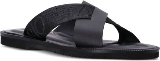 Emporio Armani logo-strap leather sandals Black