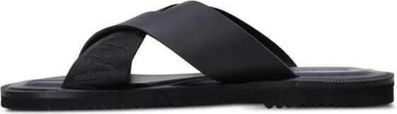Emporio Armani logo-strap leather sandals Black