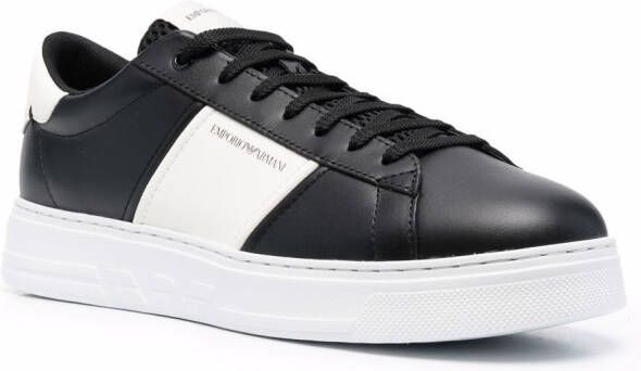 Emporio Armani logo-stripe low-top sneakers Black