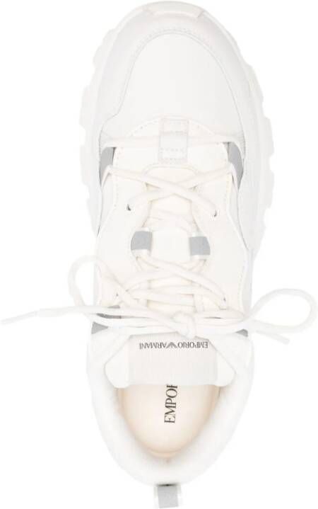 Emporio Armani low-top panelled leather sneakers Neutrals