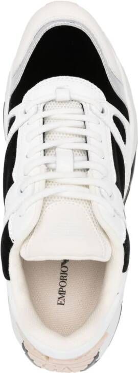 Emporio Armani panelled leather lace-up sneakers White