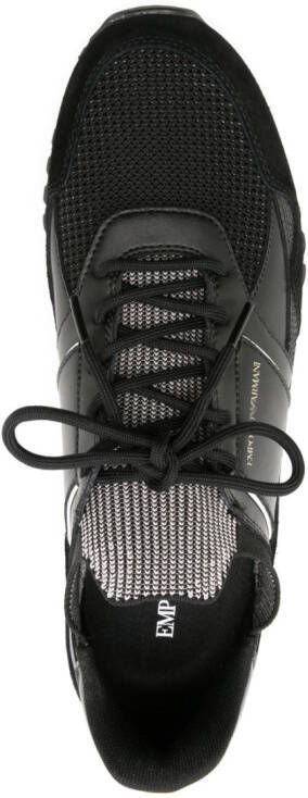 Emporio Armani panelled logo-print sneakers Black