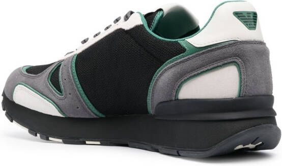 Emporio Armani panelled low-top suede sneakers Black
