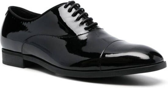 Emporio Armani patent leather lace-up shoes Black