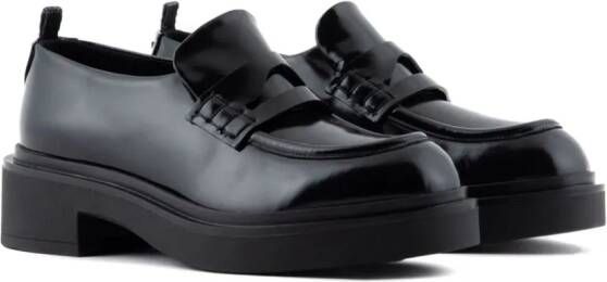 Emporio Armani penny-slot chunky leather loafers Black