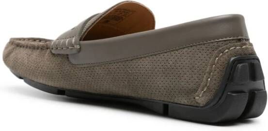 Emporio Armani perforated suede loafers Green