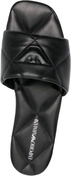 Emporio Armani Quilted faux-leather sandals Black