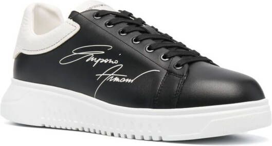Emporio Armani signature logo-print leather sneakers Black