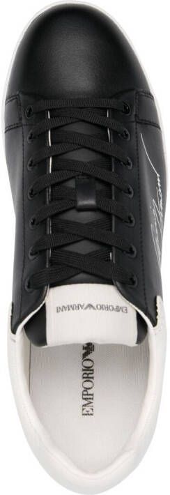 Emporio Armani signature logo-print leather sneakers Black