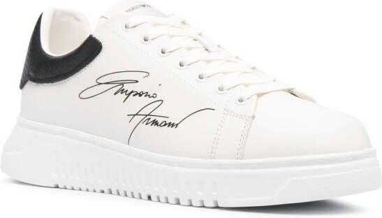 Emporio Armani signature logo-print leather sneakers White