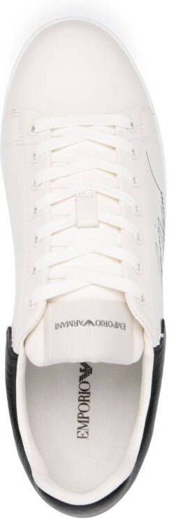 Emporio Armani signature logo-print leather sneakers White