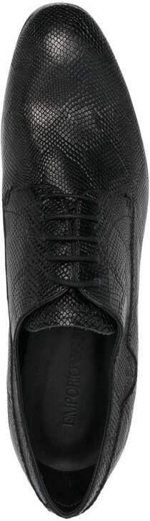 Emporio Armani snakeskin-effect leather lace-up shoes Black