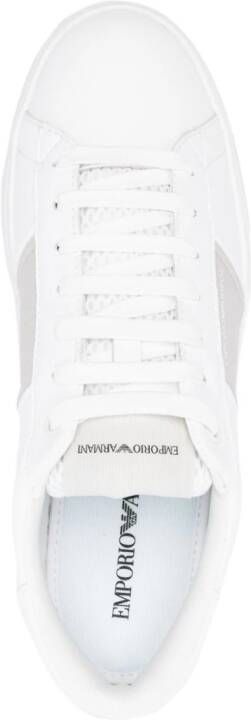 Emporio Armani stripe-detail leather sneakers White