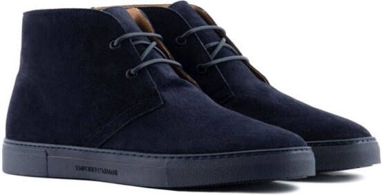 Emporio Armani suede lace-up boots Blue