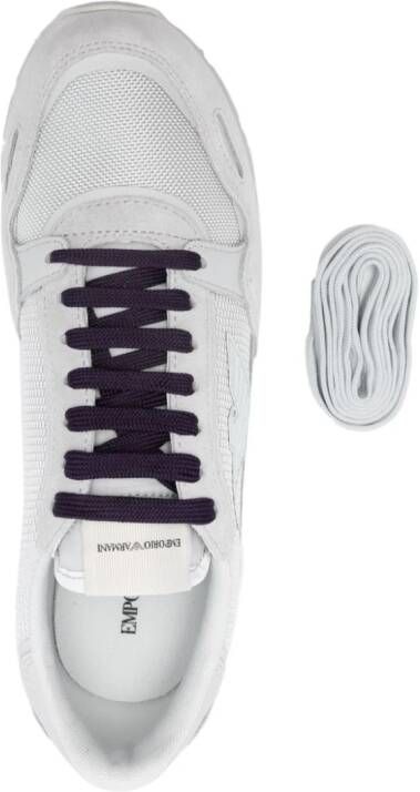 Emporio Armani suede-panelling mesh sneakers Grey