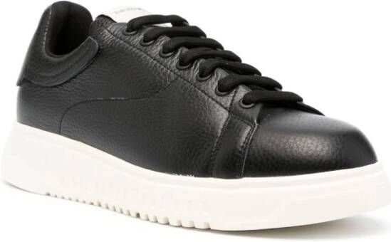 Emporio Armani Tumbled leather sneakers Black