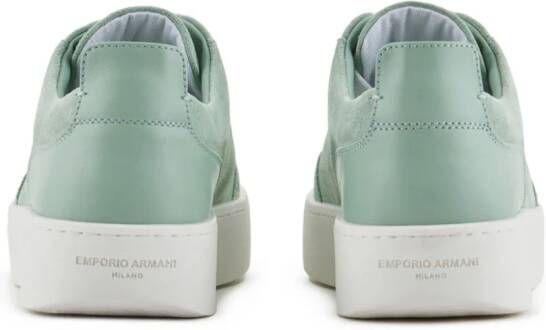 Emporio Armani velour-leather flatform sneakers Blue