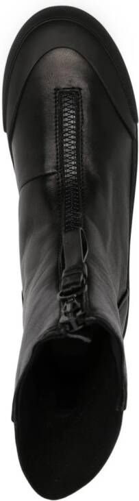 Emporio Armani zip-up leather ankle boots Black