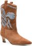 Ermanno Scervino 50mm floral-embroidered suede boots Brown - Thumbnail 2