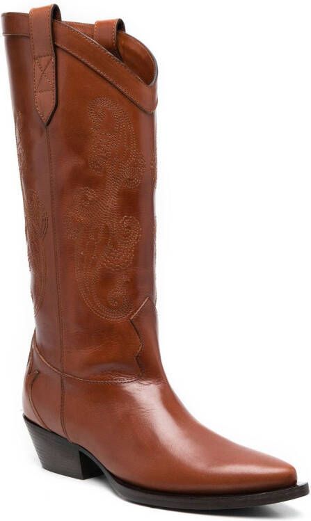 ETRO 40mm leather stitched western-boots Brown